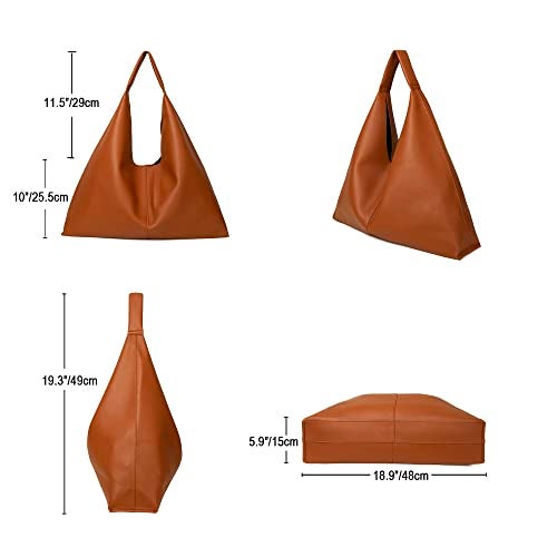 YLYYHH Leather Tote Bag, Oversized Hobo Bags, Large Tote Bag for Women Work, Vegan Leather Handbags Travel, Oversized Tote Handbag, Brown - Image 2