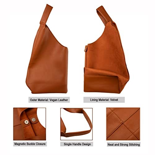 YLYYHH Leather Tote Bag, Oversized Hobo Bags, Large Tote Bag for Women Work, Vegan Leather Handbags Travel, Oversized Tote Handbag, Brown - Image 3