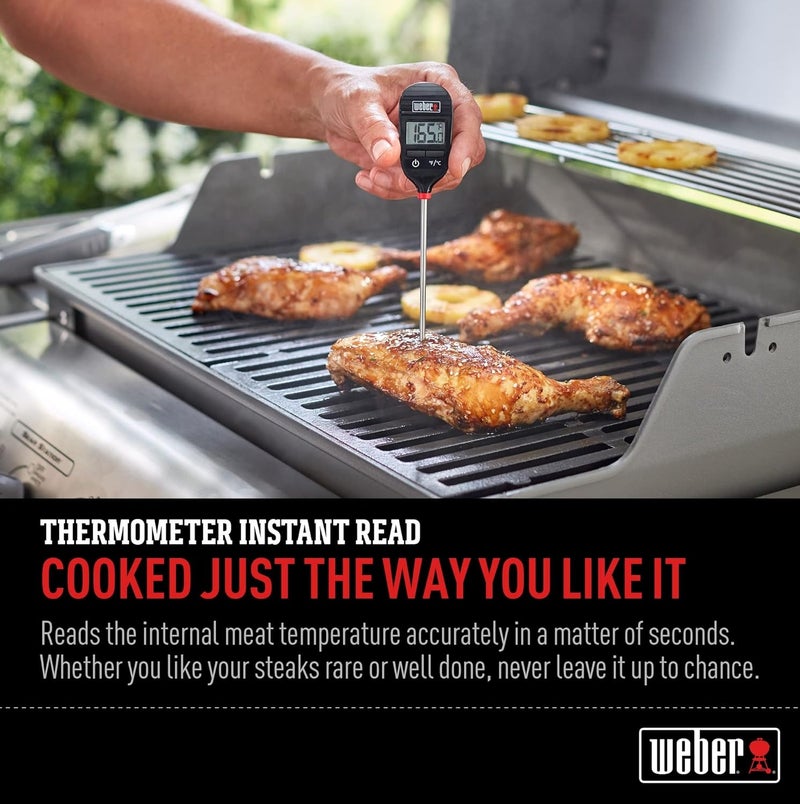 Weber Instant Read Digital Thermometer BBQ Food Thermometer Fast Accurate Temperature Probe for Grilling Meat Cooking Kitchen Stainless Steel Probe with LCD Display °C °F Switch - Image 2