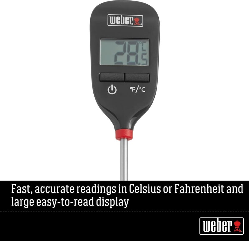 Weber Instant Read Digital Thermometer BBQ Food Thermometer Fast Accurate Temperature Probe for Grilling Meat Cooking Kitchen Stainless Steel Probe with LCD Display °C °F Switch - Image 5