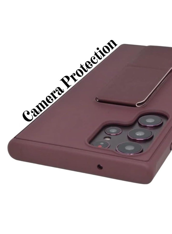 ELTRAZONE Galaxy S23 Ultra Case Fully Covered With Finger Grip Stand Holder Anti Slip Shockproof Protective Case Cover For Samsung Galaxy S23 Ultra 5G (Maroon) - Image 5