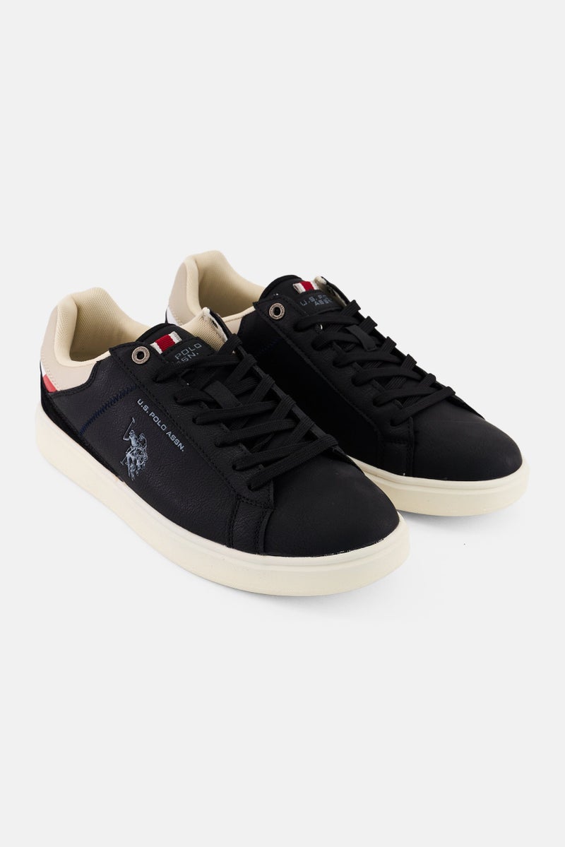 U.S. Polo Assn. Men Lace Up Brand Logo Casual Shoes, Black  - Image 1