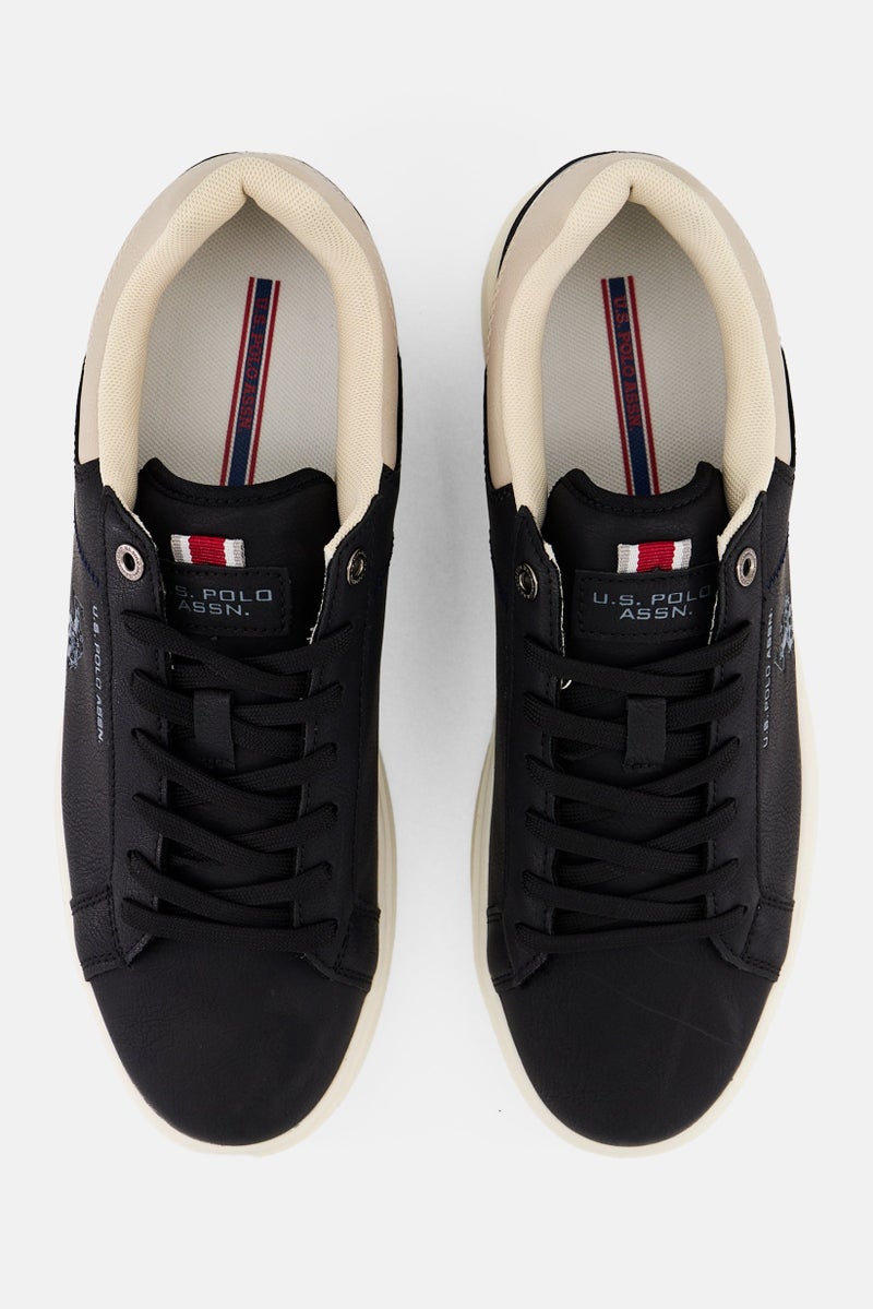 U.S. Polo Assn. Men Lace Up Brand Logo Casual Shoes, Black  - Image 2