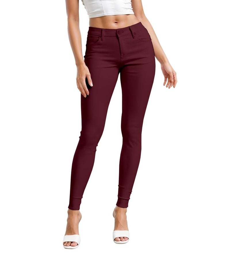 Hybrid & Company Hybrid Company Womens Hyper Ultra Stretch Comfy Skinny Leg Work Casual Pants P44876SK Burgundy M