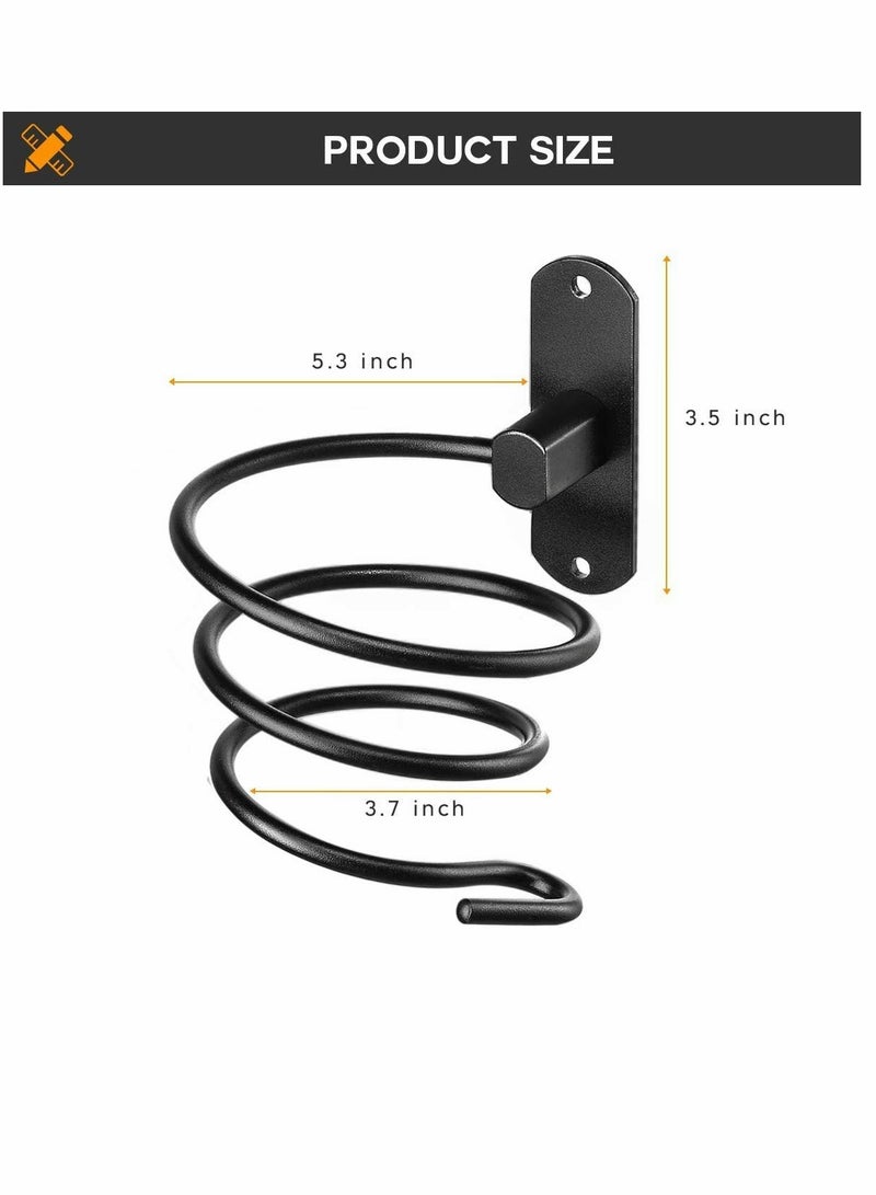 SOLARAE Hair Dryer Holder Bathroom Hair Care Stainless Tool Holder Wall Mount Hair Dryer and Straightener Holder Screws for Wall Mount Bathroom Wall Mount Hair Care Professional Styling Tool (Black) - Image 3