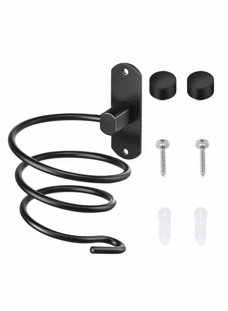 SOLARAE Hair Dryer Holder Bathroom Hair Care Stainless Tool Holder Wall Mount Hair Dryer and Straightener Holder Screws for Wall Mount Bathroom Wall Mount Hair Care Professional Styling Tool (Black) - Image 1