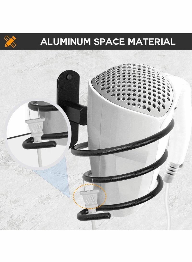 SOLARAE Hair Dryer Holder Bathroom Hair Care Stainless Tool Holder Wall Mount Hair Dryer and Straightener Holder Screws for Wall Mount Bathroom Wall Mount Hair Care Professional Styling Tool (Black) - Image 5