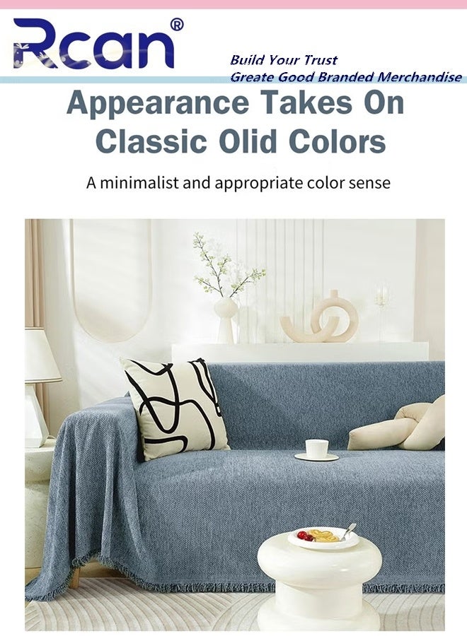 Rcan 3 Seat Oversized Chenille Sofa Cover Soft Four Seasons Universal Sofa Cover All-Inclusive Sofa Cover Furniture Cover Washable Soft Throw Blanket Knitted Tassel Decor Woven Sofa Blanket 180*300 CM - Image 5