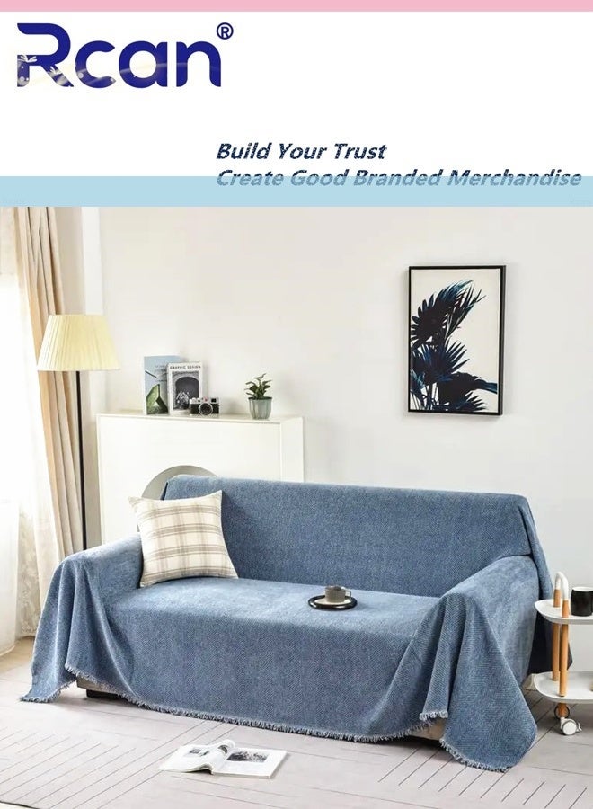 Rcan 3 Seat Oversized Chenille Sofa Cover Soft Four Seasons Universal Sofa Cover All-Inclusive Sofa Cover Furniture Cover Washable Soft Throw Blanket Knitted Tassel Decor Woven Sofa Blanket 180*300 CM - Image 1
