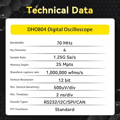 RIGOL Digital Oscilloscope DHO804 70MHz Frequency Band + 12-bit Vertical Resolution + Maximum 1.25 GSa/s Sample Rate + 1000,000 wfms/s Waveform Capture Rate + 4 Analog Channels - Image 3