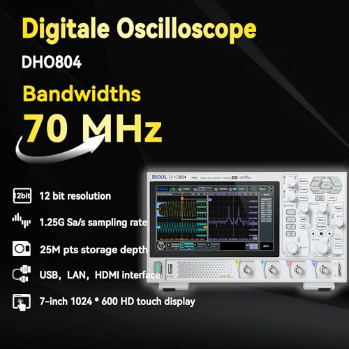 RIGOL Digital Oscilloscope DHO804 70MHz Frequency Band + 12-bit Vertical Resolution + Maximum 1.25 GSa/s Sample Rate + 1000,000 wfms/s Waveform Capture Rate + 4 Analog Channels - Image 2
