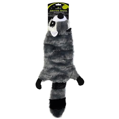 Hyper Pet Critter Skinz Super Squeaker Raccoon Stuffing Free Plush Soft Dog Toy Extra Large Pack of 1 - Image 1