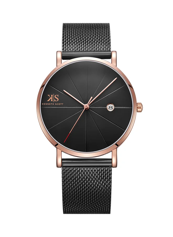 كينيث سكوت Kenneth Scott Men's Quartz Movement Watch, Analog Display and Stainless Steel Strap - K22013-KMBB, Black