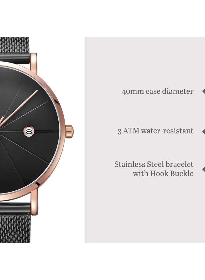 Kenneth Scott Black Men's Stainless Steel Analog Watch K22013-KMBB - 40 mm for Men | Best Price UAE
