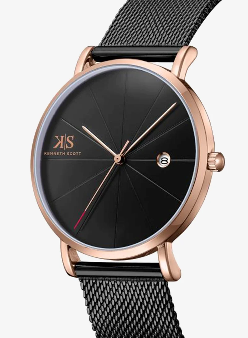 Kenneth Scott Black Men's Stainless Steel Analog Watch K22013-KMBB - 40 mm for Men | Best Price UAE