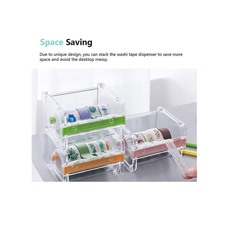 Zikra Tape Cutter Holder with Making Tape, Clear Making Tape Dispenser, Transparent Tape Dispenser Roll Tape Holder for Gift Wrapping Scrapbooking Cards Diary DIY - Image 2