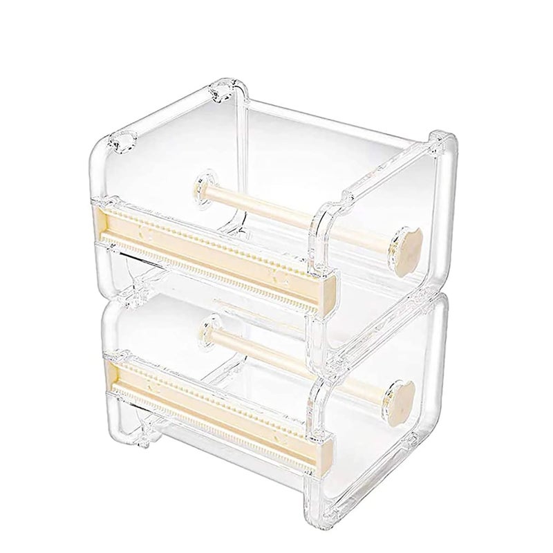 Zikra Tape Cutter Holder with Making Tape, Clear Making Tape Dispenser, Transparent Tape Dispenser Roll Tape Holder for Gift Wrapping Scrapbooking Cards Diary DIY - Image 1