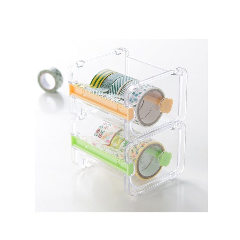 Zikra Tape Cutter Holder with Making Tape, Clear Making Tape Dispenser, Transparent Tape Dispenser Roll Tape Holder for Gift Wrapping Scrapbooking Cards Diary DIY - Image 4