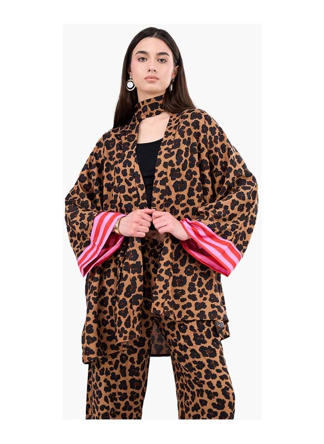 Clue Leopard Print Tencel Kimono  - Image 1