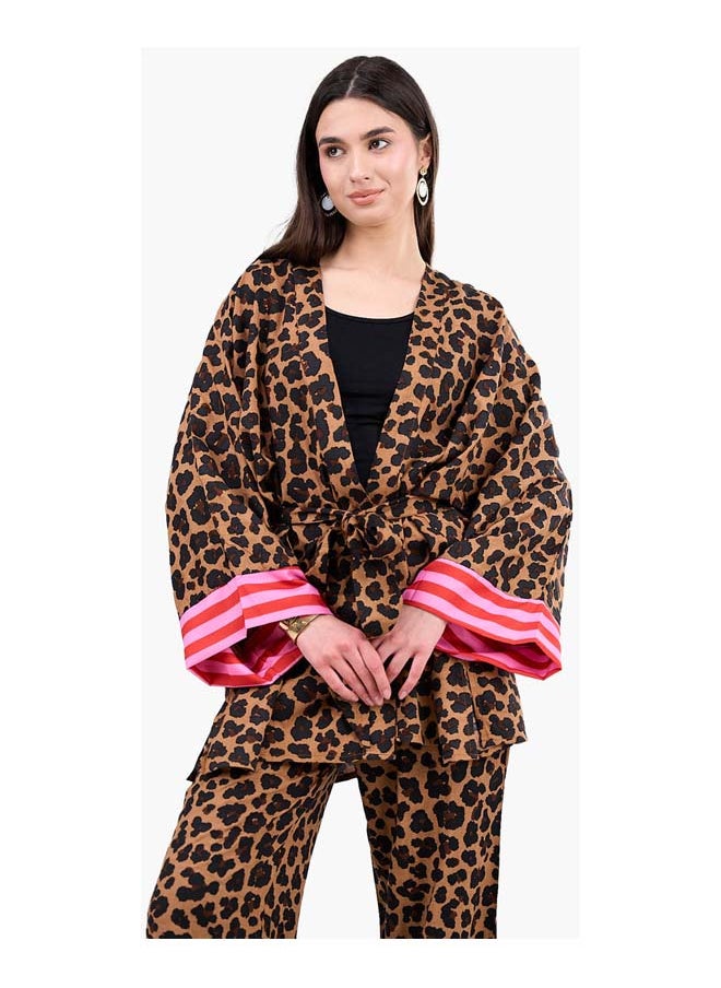 Clue Leopard Print Tencel Kimono  - Image 4