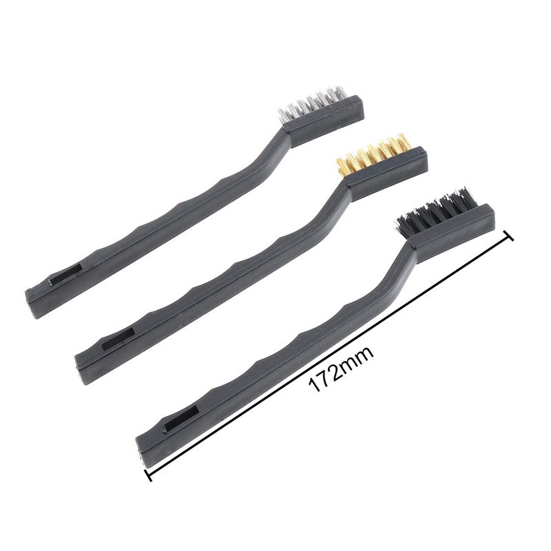 ChgImposs 3Pcs Mini Wire Brush Set, Nylon Brass Stainless Steel Wire Brush for Cleaning Welding Slag Scrubbing and Rust - Image 4