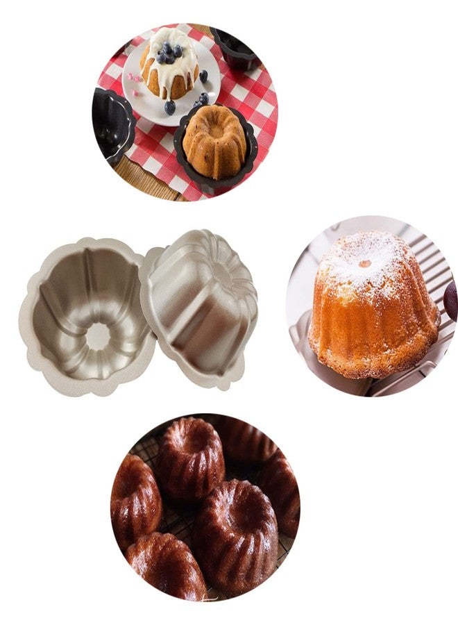 LoveDeal 4 Inch Nonstick Mini Fluted Cake Pan, Set of 4 for Baking, Carbon Steel Fluted Cake Pans, Metal Round Pumpkin Shaped Baking Mould for Cupcake, Muffin, Brownie, Pudding - Gold - Image 3