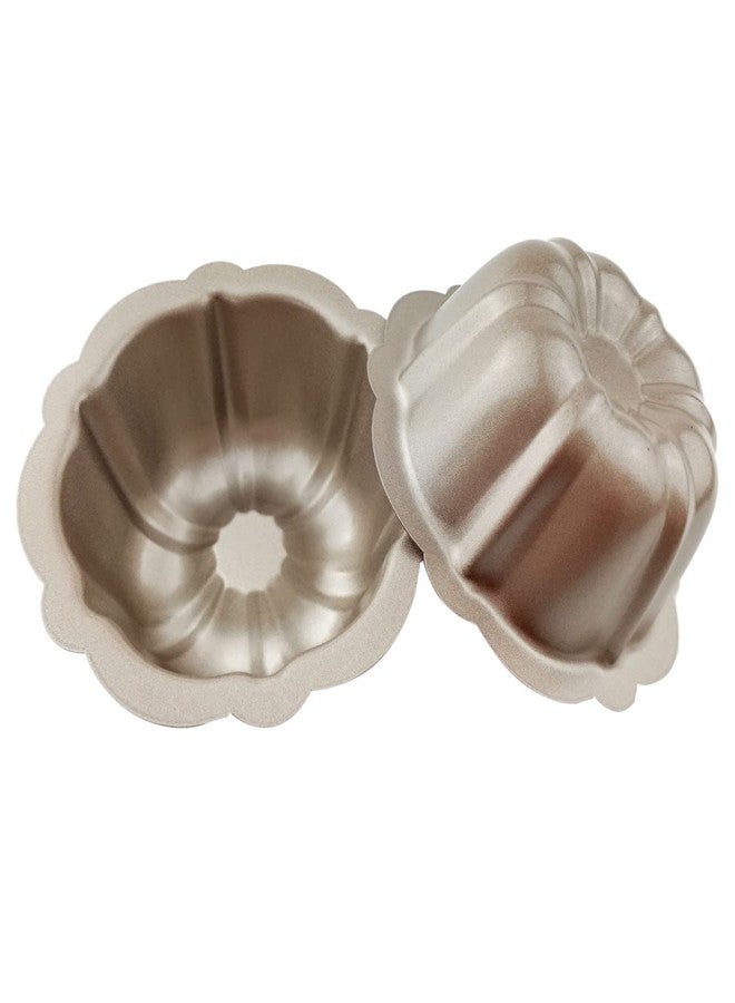 LoveDeal 4 Inch Nonstick Mini Fluted Cake Pan, Set of 4 for Baking, Carbon Steel Fluted Cake Pans, Metal Round Pumpkin Shaped Baking Mould for Cupcake, Muffin, Brownie, Pudding - Gold - Image 5