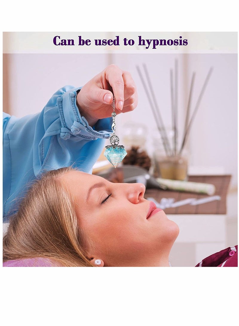 SYOSI Divination Crystal, Dowsing Pendulum, Natural Amethyst Pendulum, 7 Chakra Dowsing Pendulum, Pyramid Crystal, for Divination 2 Pieces (Blue, Orange) - Image 4