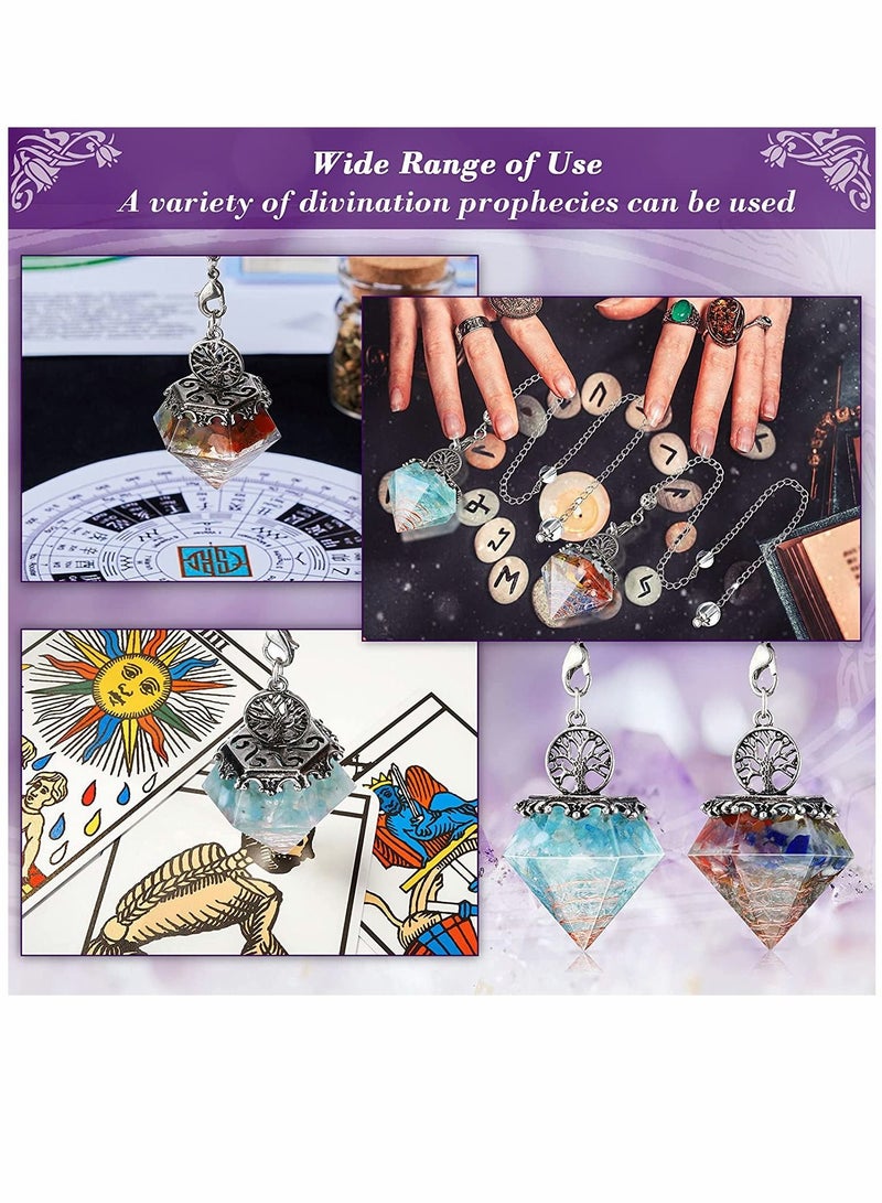 SYOSI Divination Crystal, Dowsing Pendulum, Natural Amethyst Pendulum, 7 Chakra Dowsing Pendulum, Pyramid Crystal, for Divination 2 Pieces (Blue, Orange) - Image 5