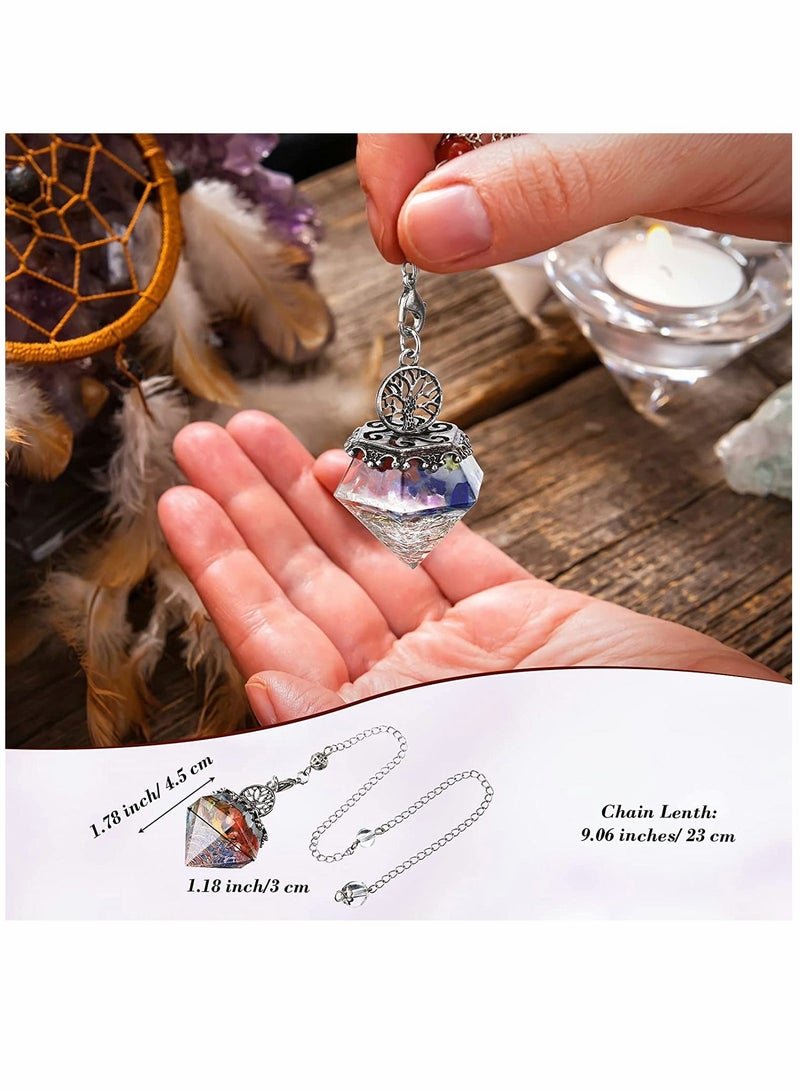 SYOSI Divination Crystal, Dowsing Pendulum, Natural Amethyst Pendulum, 7 Chakra Dowsing Pendulum, Pyramid Crystal, for Divination 2 Pieces (Blue, Orange) - Image 2