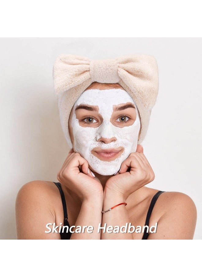 Velscrun 6 Pack Spa Headband Makeup Headband Face Wash Headband Skincare Headbands Brown Sponge Hair Band Bow Tie Spa Headband For Washing Face Wristband Set Hair Accessories For Women Gifts  - Image 4