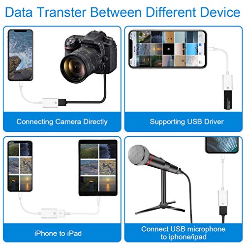 WORLDBOYU Lightning to USB Camera Adapter Lightning Female OTG Cable Adapter for Select iPhone,iPad Models Support Connect Camera, Card Reader, USB Flash Drive, MIDI Keyboard, White - Image 4