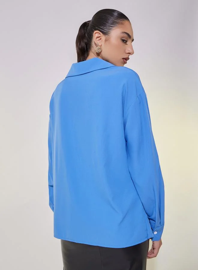 Take Two Solid Tie-Up Detail Relaxed Fit Shirt