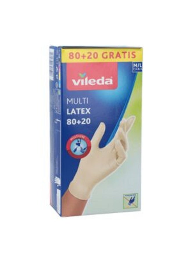 Vileda 100-Piece Multi Latex Gloves with Single-Layer Filter Cream M/L  - Image 3