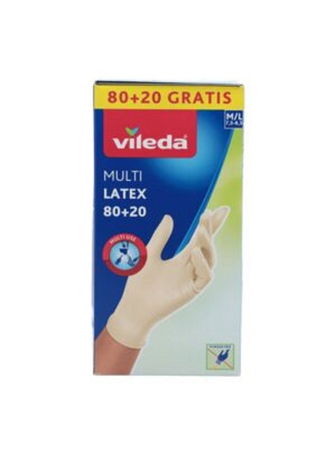 Vileda 100-Piece Multi Latex Gloves with Single-Layer Filter Cream M/L  - Image 1