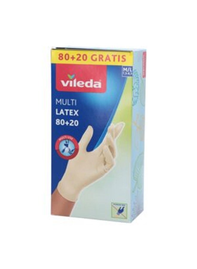 Vileda 100-Piece Multi Latex Gloves with Single-Layer Filter Cream M/L  - Image 2