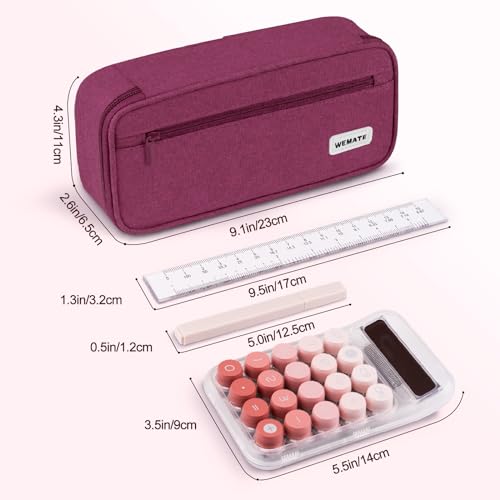 WEMATE Pencil Case, Large Storage Organizer for Stationery, Back - to - School Essential, Teacher Must - have, Big Pencil Pouch, Marker Case School Supplies for College & High School Purple Red - Image 5