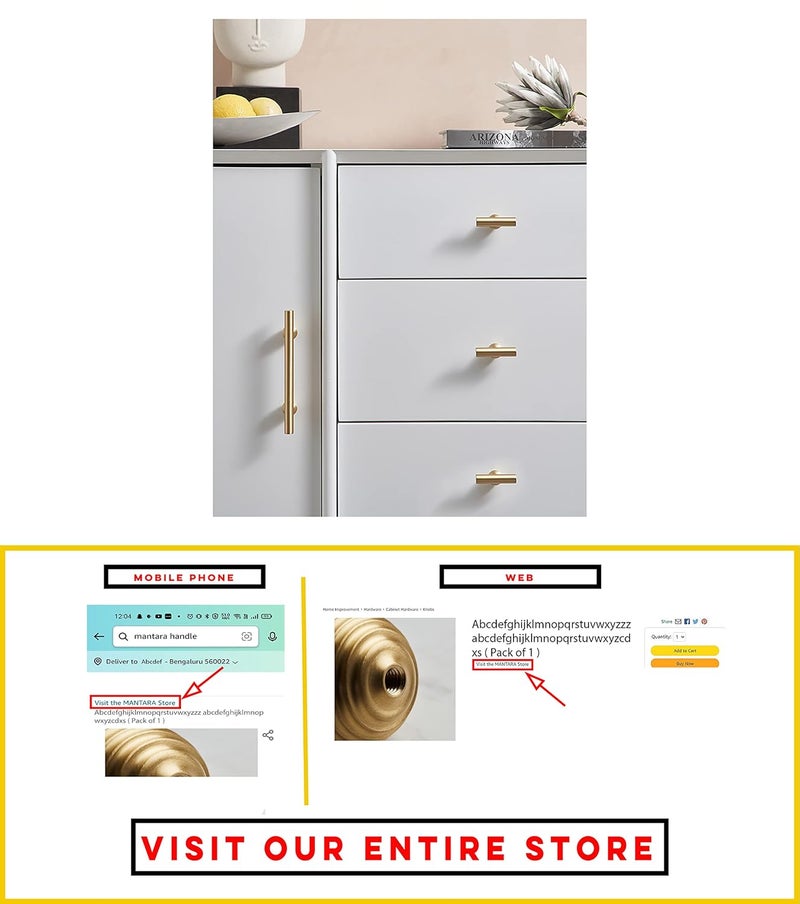 MANTARA B0057T50 Brass Furniture Cabinet Handle Black Kitchen Drawer pulls Pure Copper Brass Handle Drawer Cabinet Closet Door Small Handle Cabinet Door Gold - Image 2