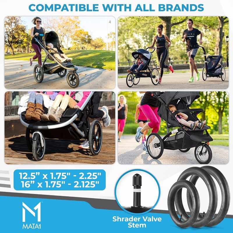 Mata1 Inner Tube Tire Replacements Two 16 x 1752125  One 125 x 175225 for Jogging Stroller Compatible wAll Brands BoB Revolution FlexProSESU Graco Go Jogging  More by Mata1USA - Image 3