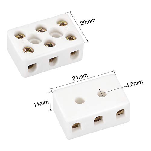 uxcell 3 Way Ceramics Terminal Blocks High Temp Porcelain Ceramic Connectors - Image 3