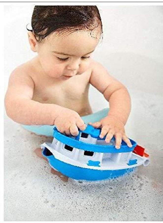 Green Toys Green Toys Paddle Boat, Blue/Grey - Pretend Play, Motor Skills, Kids Bath Toy Floating Pouring Vehicle. No BPA, phthalates, PVC. Dishwasher Safe, Recycled Plastic, Made in USA.  - Image 2