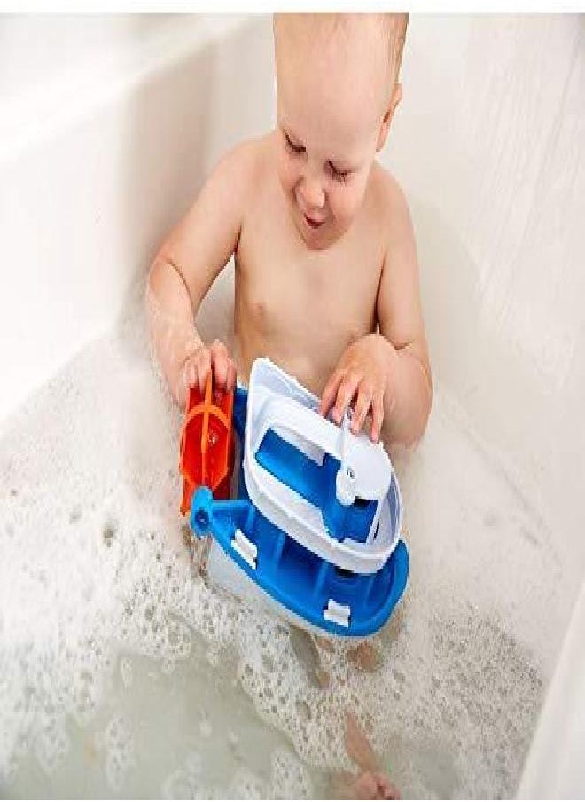 Green Toys Green Toys Paddle Boat, Blue/Grey - Pretend Play, Motor Skills, Kids Bath Toy Floating Pouring Vehicle. No BPA, phthalates, PVC. Dishwasher Safe, Recycled Plastic, Made in USA.  - Image 4