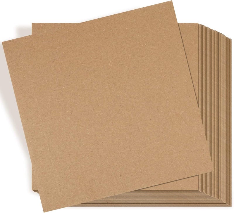 Zonon 50 Pack Brown Corrugated Cardboard Sheets for Art Projects, DIY Crafts - Flat Inserts, Squares, Separators (12 x 12 Inch) - Image 1