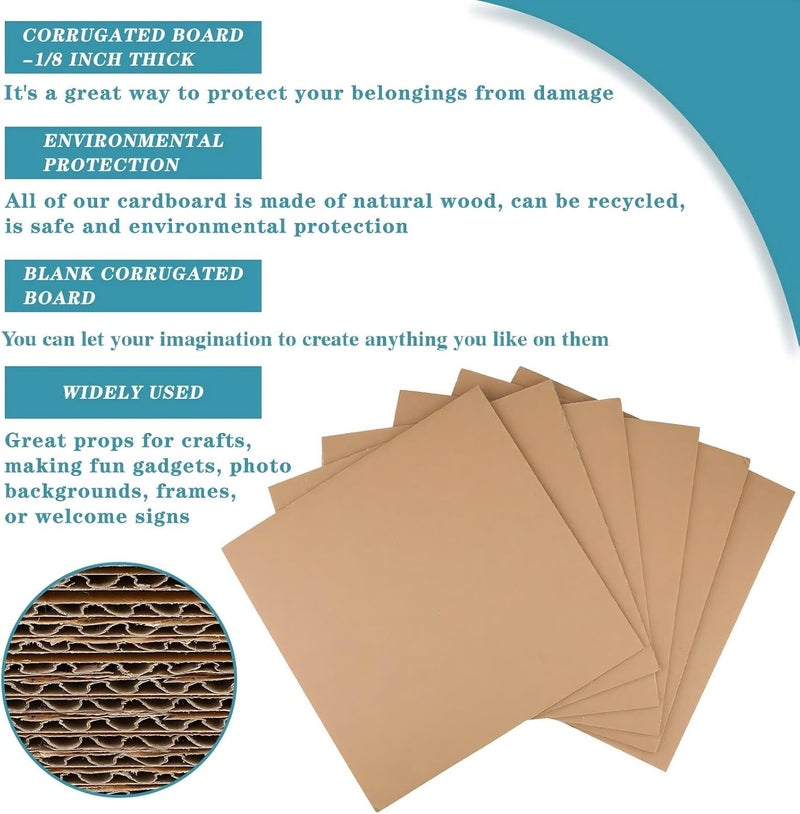 Zonon 50 Pack Brown Corrugated Cardboard Sheets for Art Projects, DIY Crafts - Flat Inserts, Squares, Separators (12 x 12 Inch) - Image 4
