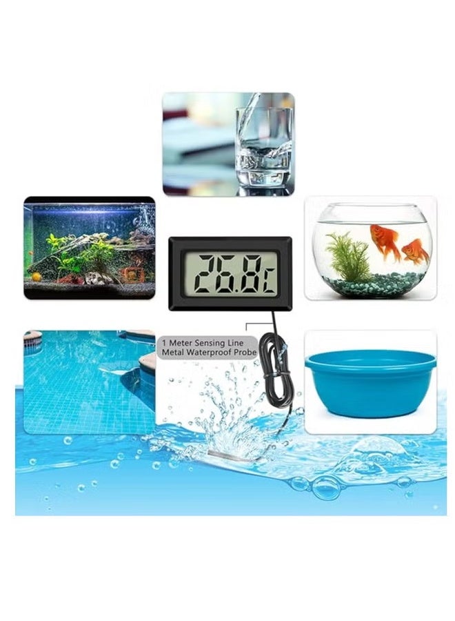 بولوز 4 قطع من مقياس الحرارة الرقمي LCD، مقياس حرارة فهرنهايت رقمي LCD للثلاجة مع كابل بطول 1 متر ومسبار للثلاجة والمجمد وحوض السمك - Image 5