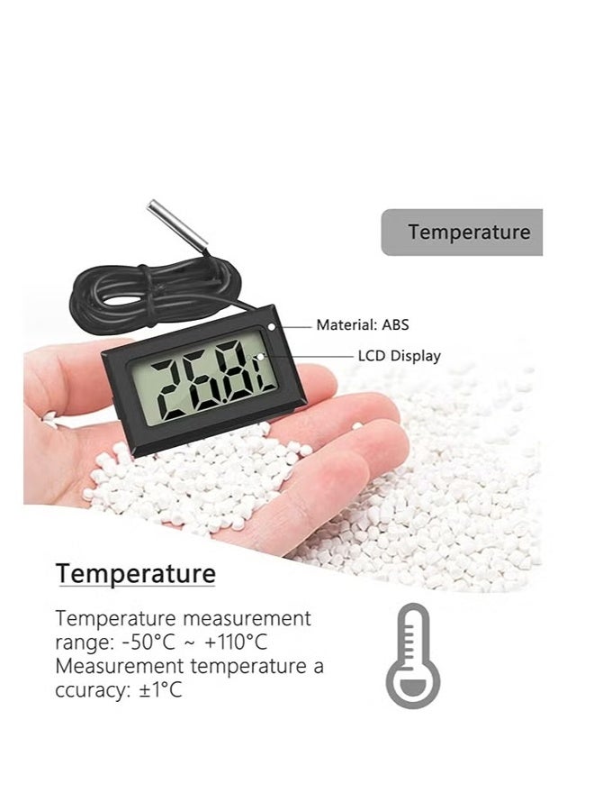 بولوز 4 قطع من مقياس الحرارة الرقمي LCD، مقياس حرارة فهرنهايت رقمي LCD للثلاجة مع كابل بطول 1 متر ومسبار للثلاجة والمجمد وحوض السمك - Image 3