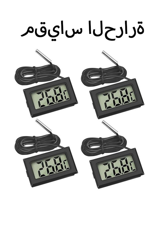 بولوز 4 قطع من مقياس الحرارة الرقمي LCD، مقياس حرارة فهرنهايت رقمي LCD للثلاجة مع كابل بطول 1 متر ومسبار للثلاجة والمجمد وحوض السمك - Image 1