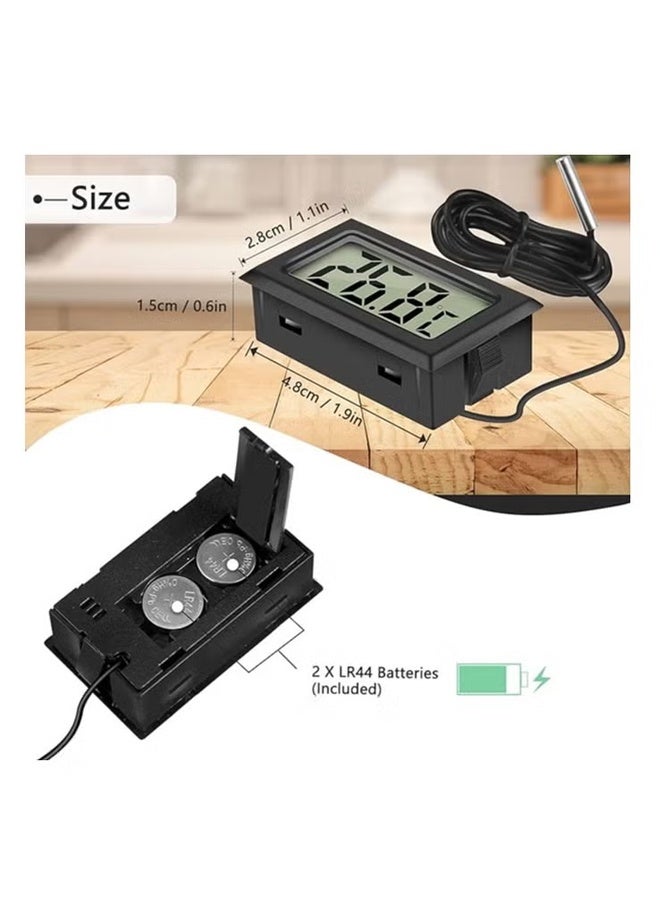 بولوز 4 قطع من مقياس الحرارة الرقمي LCD، مقياس حرارة فهرنهايت رقمي LCD للثلاجة مع كابل بطول 1 متر ومسبار للثلاجة والمجمد وحوض السمك - Image 4