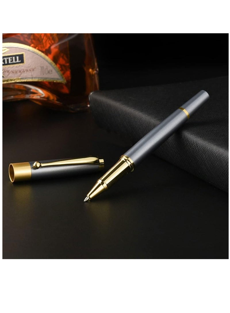 Ballpoint Pen 0.5, Metallic Silver Lacquer with Chrome Trim, Luxury Ballpoint Line Width 0.5mm Come with 2 Pieces Black Ink Refill, for Professional Executive, Office, Nice BallPens Classy Gift Box - Image 4