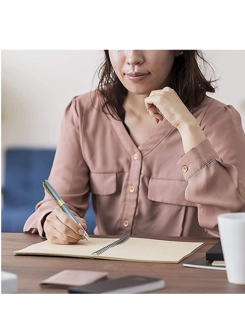 Ballpoint Pen 0.5, Metallic Silver Lacquer with Chrome Trim, Luxury Ballpoint Line Width 0.5mm Come with 2 Pieces Black Ink Refill, for Professional Executive, Office, Nice BallPens Classy Gift Box - Image 2